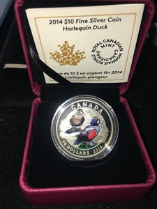 2014  RCM, Ducks of Canada; Harlequin  99.99 Pure Silver $10 Dollar - Foto 1 di 7