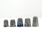 Five Vintage & Antique Sterling Silver & 935 Sewing Thimbles Enamel and More