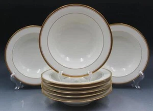 Jackson Featherweight China Set of 8 Cereal or Soup Bowls w/ Gold Trim - Picture 1 of 10