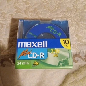 Maxell Mini CD-R Recordable Discs 10 Pack 210MB 24x Speed w Jewel Cases - Picture 1 of 6