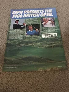 Vintage 1986 BRITISH OPEN GOLF ESPN Poster Print Ad 1980s GREG NORMAN TOM WATSON - Picture 1 of 1