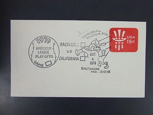 Copertina timbro postale Baltimore Orioles California Angels 1979 American League Playoffs - Foto 1 di 1