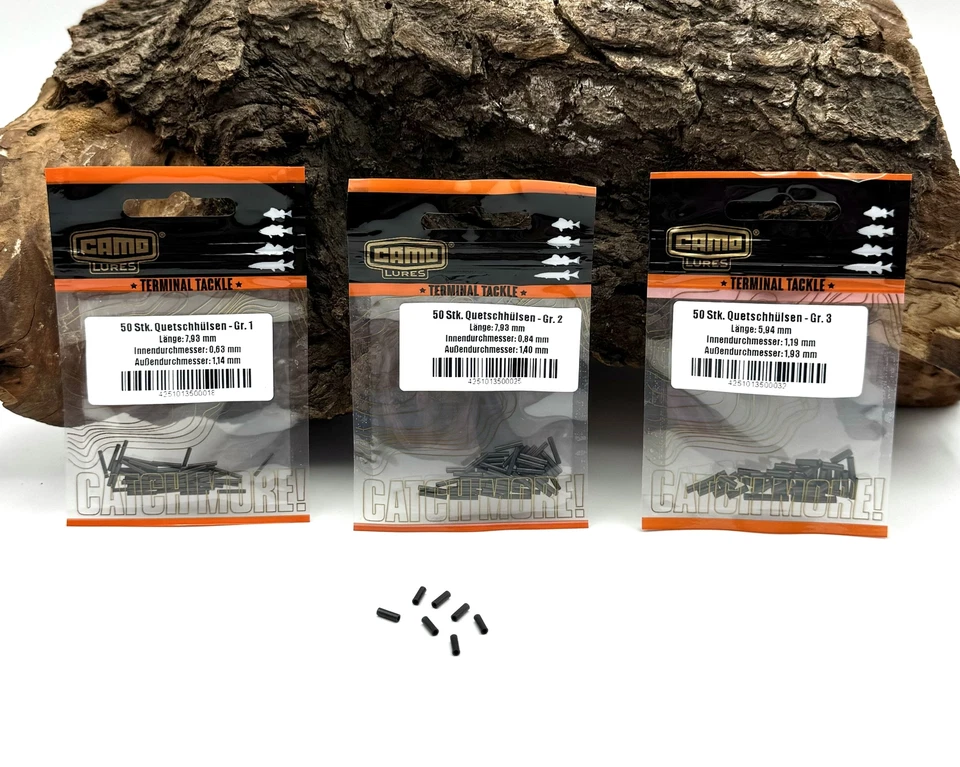 Camo Lures Quetschhülsen 50 Stk. Gr. 1 2 3 Klemmhülsen Matt Black für Vorfächer