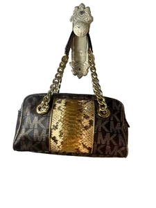 Michael Kors Umhängetasche Boston Bag Kette Schlangenleder und Logo - Bild 1 von 20