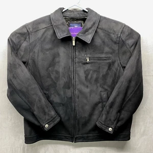 Black Dockers Suede Fleece Faux Fur Jacket Mens XXL 2XL Vegan Coat - Picture 1 of 19