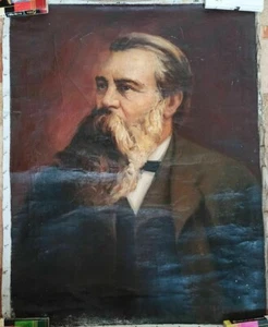 Friedrich Engels. Tipo: Kalandadze. Pintura al óleo sobre lienzo retrato URSS soviético - Imagen 1 de 12