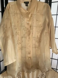 EUC Lane Bryant Embroidered Silk Sheer Blouse Size 18-20 - Picture 1 of 8