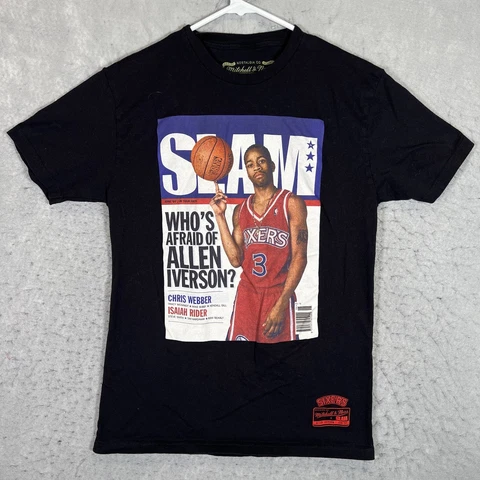 A1 Mitchell & Ness Slam Allen Iverson Sixers NBA T Shirt Adult Medium Black Mens Cover
