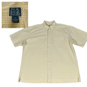 Camisa Jos A Bank Para Hombres XL Amarilla Blanca Rayas Abotonadas Mantiene Algodón Fresco Verano - Imagen 1 de 8