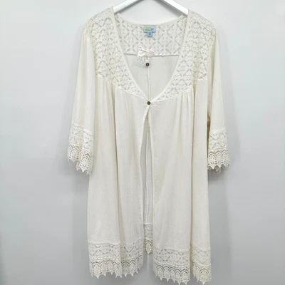 Swim 365 Cover Up Kimono Cardigan Duster Plus Size 26 28 Crochet Beach Resort - Image 1 of 4