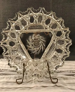 ABP Brilliant 1915 6X1" Brunswick Pinwheel Star Cut Crystal Bowl Ornate PQ Rare - Bild 1 von 6