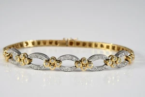 N91Y21- Gold 750 18kt Armband nat. Diamanten zus. ca. 1,60ct Etui - Bild 1 von 12