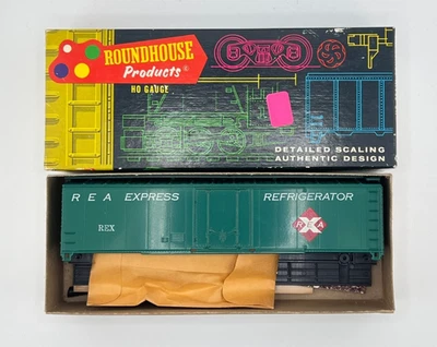 HO Roundhouse 50' Plug Door Reefer Boxcar Railway Express REA Kit Verde Foto 1 de 3