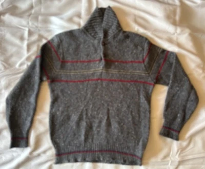 VINTAGE MENS Size L PENDLETON 100% VIRGIN WOOL SWEATER PULLOVER BUTTON TOP - Image 1 of 3