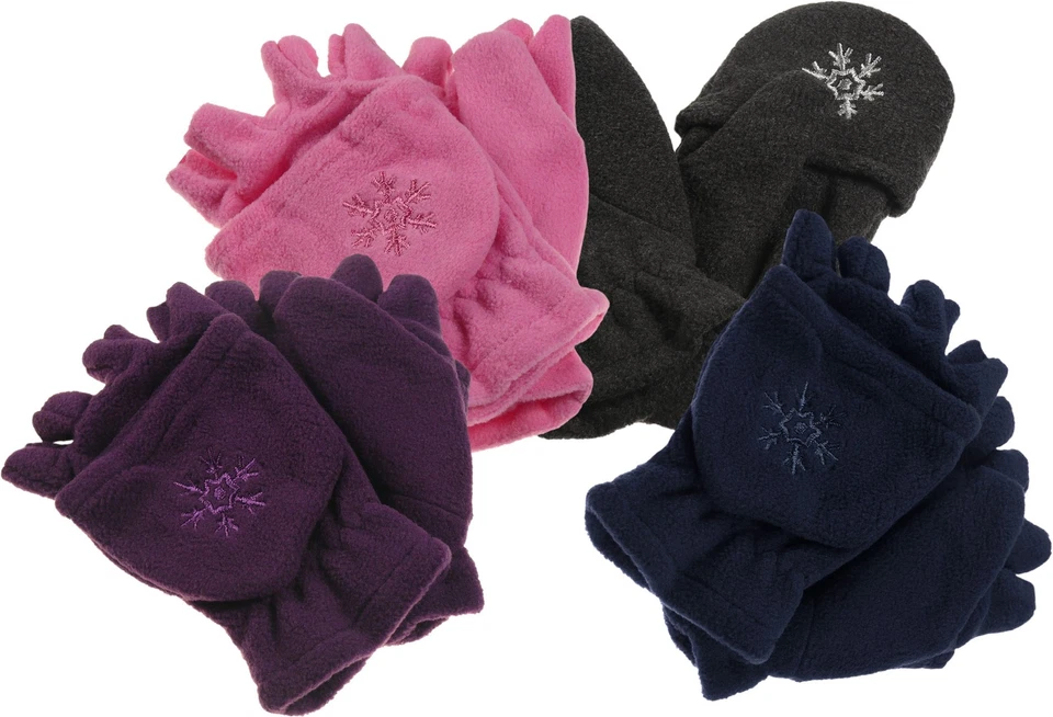 FIEBIG Halbfinger Handschuh mit Klappe in Fleece für Kinder! Handschuhe ohne Finger