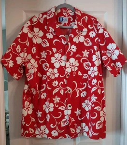 RJC Hawaiihemd mit Knöpfen (2XL) rot mit weißem Hibiskusmuster - Bild 1 von 4