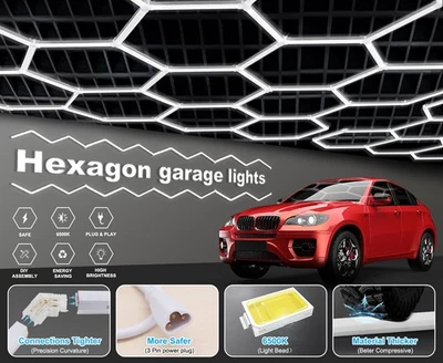 Hexagon LED Garage Light Super Bright Car Detailing Ceiling LED Shop Light 2025 - Image 1 of 4