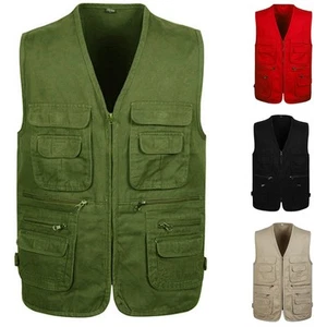 Multi Pocket Utility Vest Waistcoat Men Fishing Hunting Hiking Travelling Jacket - Picture 1 of 16