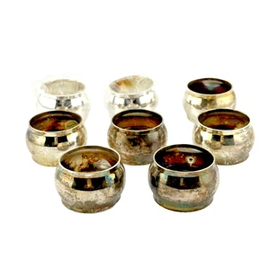 ANILLOS SERVILLETEROS PLATEADOS VINTAGE - Juego de 8 - Borde biselado 1 3/4" - Imagen 1 de 3