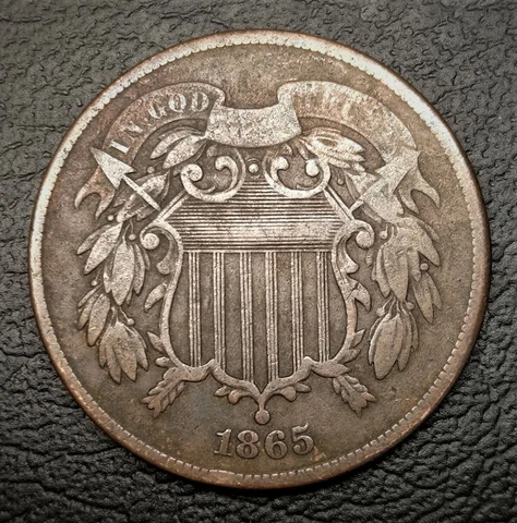 2 Cents "Union Shield" - 42 Degree Rotated Reverse - Fancy 5 - USA -1865 Cover