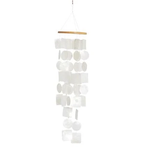 Capiz Shell Waterfall Windchime 20" x 5" x 5" White - Picture 1 of 7