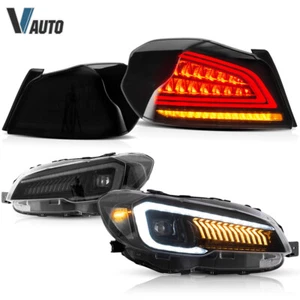 VLAND LED Headlights+Smoked Tail Lights For Subaru WRX&WRX STI Clear Side Marker - Foto 1 di 16