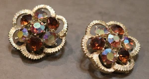 VTG PAKULA SPARKLY RHINESTONE CLIP EARRINGS 1" - Picture 1 of 4