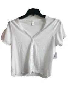 5B STYLE Women's Ribbed Knit Button Front Top White Size S #ARIAT - Picture 1 of 3