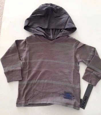 DKNY NWT Toddler Boys Tee Top Shirt Tshirt Gray Long Sleeve Logo Hoodie 2 2T - Image 1 of 2