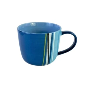 Starbucks 2008 Large Blue Green Modern Striped Coffee Tea Coca Mug Cup 16 oz  - Imagen 1 de 9