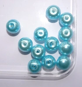42 x 10mm Glass Faux Pearls - turquoise - Picture 1 of 1