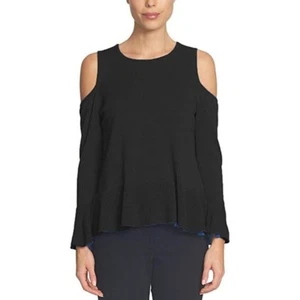 CeCe By Cynthia Steffe Cold shoulder Ribbed peplum P Crewneck Long sleeve w/ rib - Picture 1 of 1