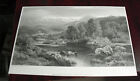 Vintage Late 1800s Engraving Print North Wales on the Llugy River 