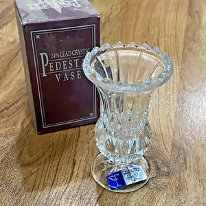 Jarrón pedestal pequeño vintage 24 % cristal plomo industrias cristalinas Yugoslavia - Imagen 1 de 8