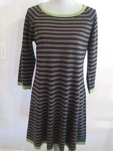 NUEVO VESTIDO SUÉTER JESSICA H GRANDE NEGRO/GRIS Y VERDE OLIVA A RAYAS - Imagen 1 de 9
