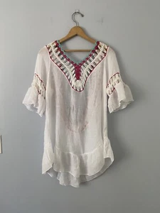 NUEVO CON ETIQUETAS Moda Campana Manga Volantes Dobladillo Playa Encubrimiento Talla Única Espalda Baja Boho Festival - Imagen 1 de 9