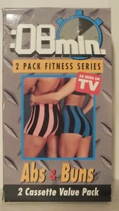 2 VHS Tapes 8 Minute Abs & 8 Minute Buns Retro Workout Exercise Vintage set - Picture 1 of 8