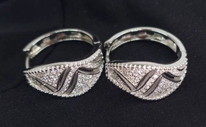 Damen Creolen Stil Sterling Silber 925 Neu OHRRINGE mit Zirkonias - Bild 1 von 5