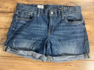 Gap 1969 Sexy Boyfriend Shorts Roll Cuffed Women’s Size 29 Blue Mid Wash - Picture 1 of 14
