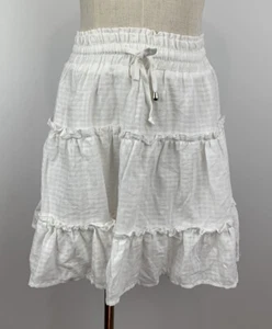 ESTHER & CO *BNWT Cute White Ruffle Lined Short Mini Skirt Size XS Elastic Waist - Foto 1 di 9