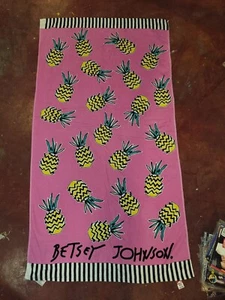 LUV BETSEY JOHNSON HOT PINK pineapple beach towel IYKYK 62x35 - Picture 1 of 4