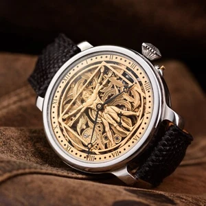 Antiguo reloj pulsera suizo para hombre mecánico personalizado esfera esqueleto da Vinci - Imagen 1 de 8