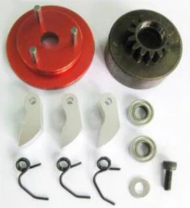 Metal 1:8 Rc car 13T Engine Clutch Bell 3 Shoe Flywheel Set w/ Bearings Springs - Picture 1 of 7