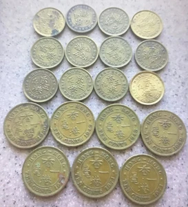 Old Hong Kong 7 PCs 10 cents & 12 PCs 5 cents Coins Set Circulated - Picture 1 of 8