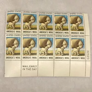 MINT Americas Wool United States Postage Stamps 10 Stamp Plate Block 6¢ MNH - Picture 1 of 5