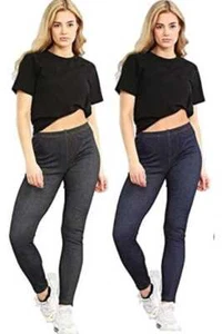 Damas Mujeres Jeggings Elásticos Leggings Denim Look Delgados Talla Grande Talla 8-26 Reino Unido Nuevo - Imagen 1 de 3