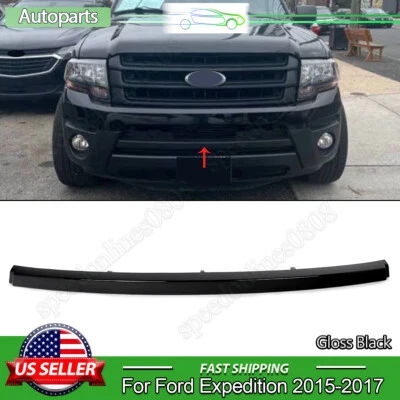 Front Bumper Cover Molding Trim Gloss Black Fits 2015-2017 Ford Expedition Foto 1 de 4