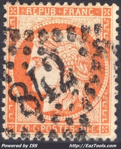 FRANCE CERES 40c ORANGE N° 38 AVEC OBLITERATION GC 842 CHALON SUR SAONE  - Picture 1 of 2