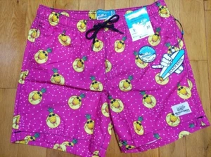 Beach Bros Men's M Bottoms Tropical Pineapple Lined Swim Trunks Magenta New - Picture 1 of 9