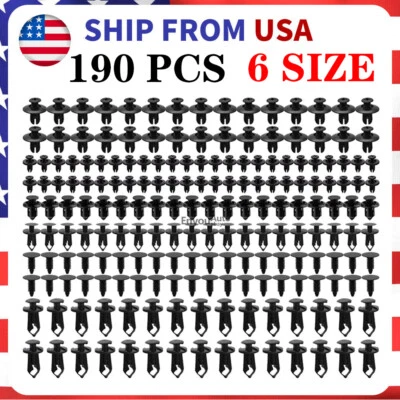 190Pcs Bumper Clips Retainer Auto Car Rivets Fastener Fender Push Pin Trim - Image 1 of 4